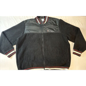 Original Champion Sherpa Baseball Men's Black Jacket Size L YX2